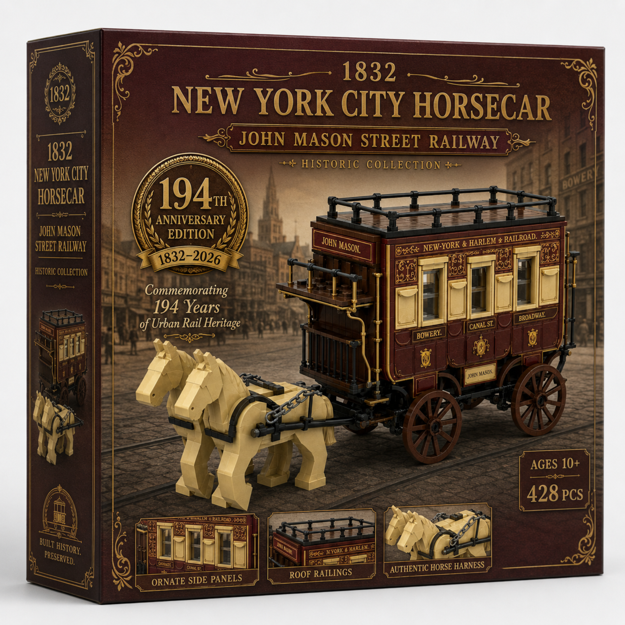 Ride Back to 1832 | New York City Horsecar – John Mason Street Railway Building Block