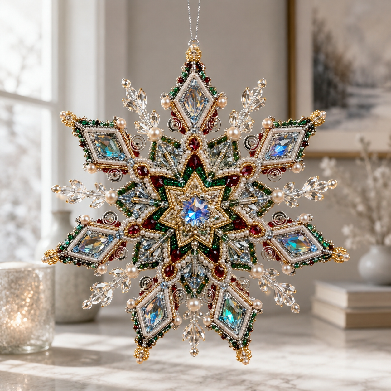 DIY Beaded Crystal Snowflake Ornament Kit