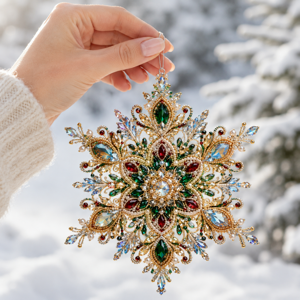 Crystal Snowflake Beaded Ornament DIY Kit