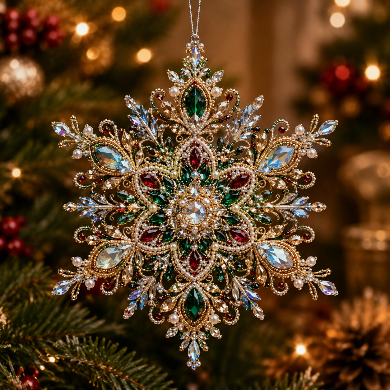 Crystal Snowflake Beaded Ornament DIY Kit