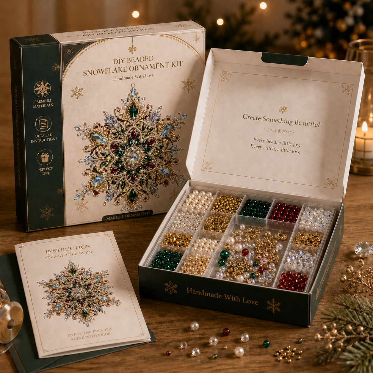 Crystal Snowflake Beaded Ornament DIY Kit