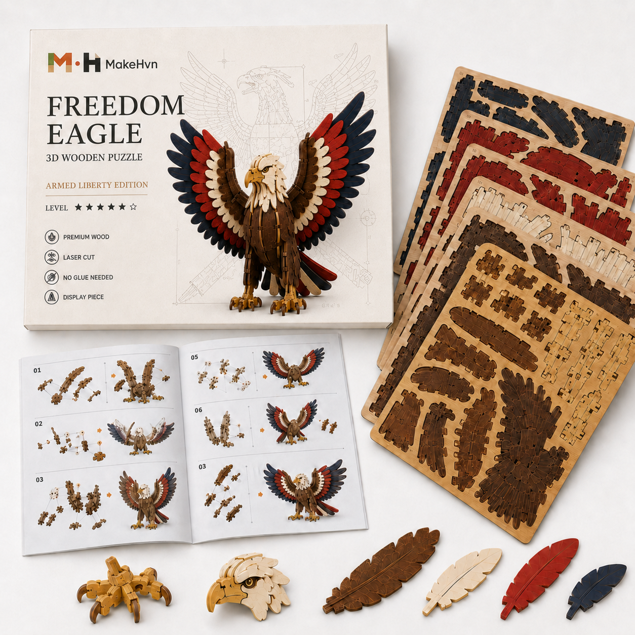 America 250th Freedom Eagle 3D Wooden Puzzle