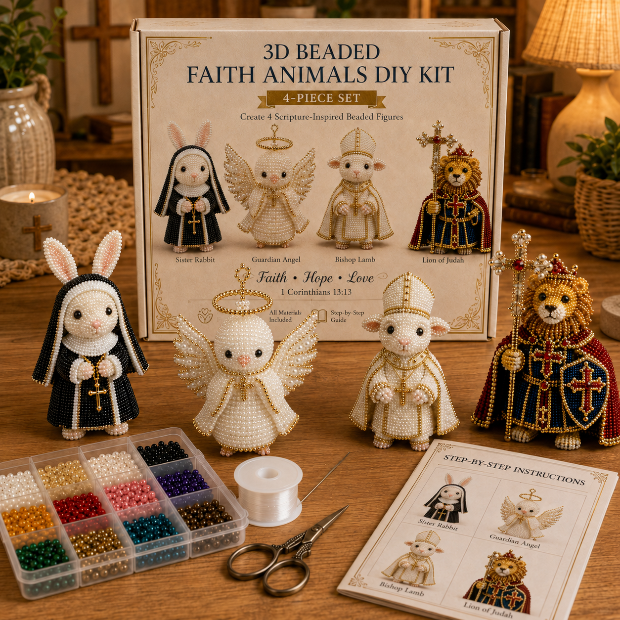 Christian 3D Beaded Faith Animals DIY Kit