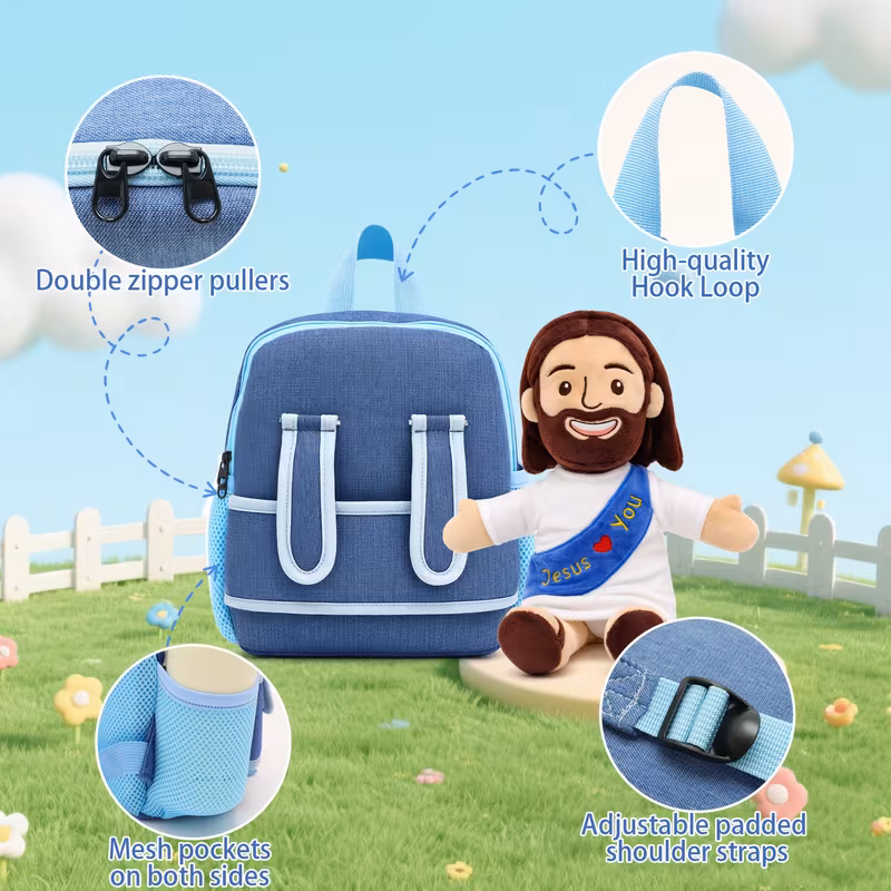 Carry His Love Everywhere — Jesus Loves You Plush & Backpack Set