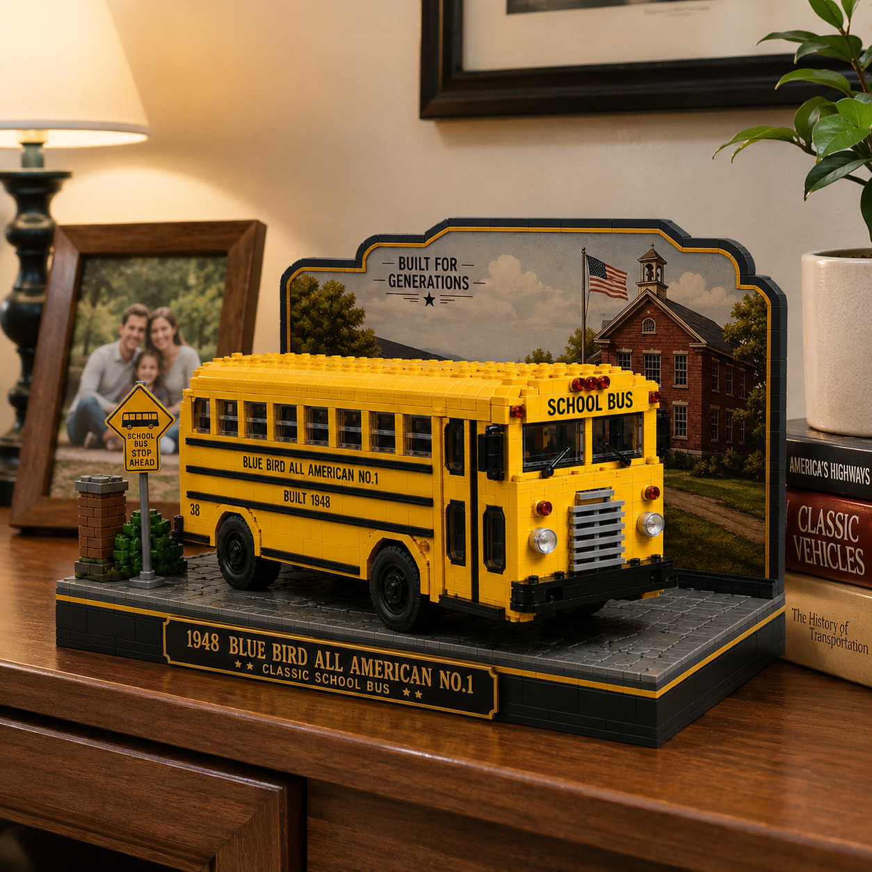 🇺🇸 Built for Generations — 1948 Blue Bird All American No.1 Classic School Bus Building Block Set