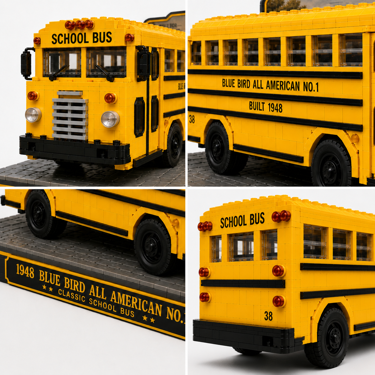 🇺🇸 Built for Generations — 1948 Blue Bird All American No.1 Classic School Bus Building Block Set