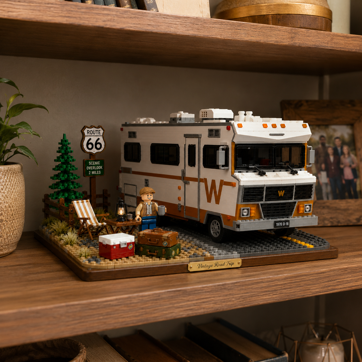 🚐✨ Relive the Golden Era — Vintage Road Trip RV Brick Building Block