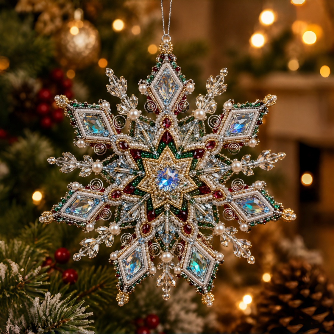 DIY Beaded Crystal Snowflake Ornament Kit