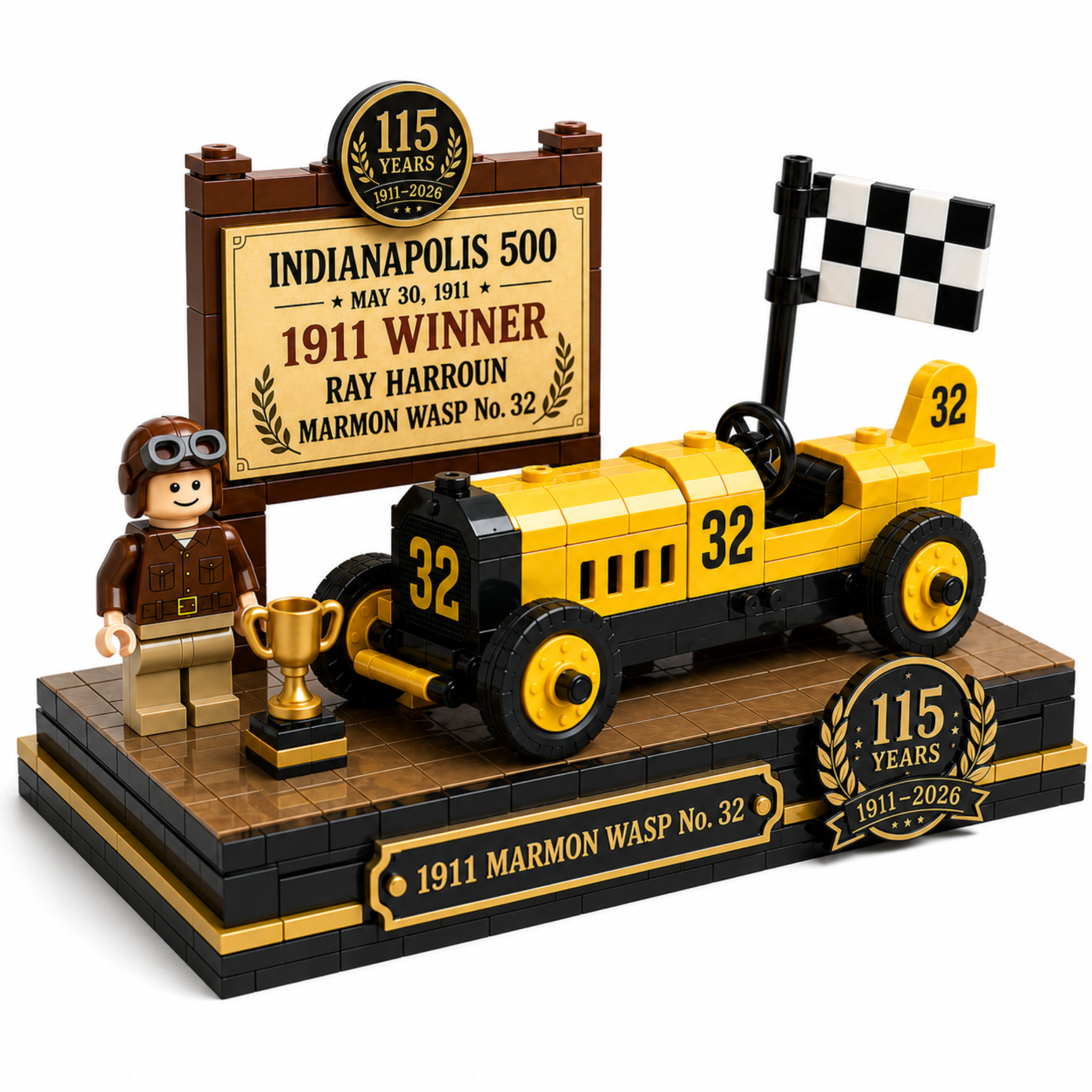 🏁 Racing Glory Reborn — Indianapolis 500 115th Anniversary Marmon Wasp No. 32 Building Block