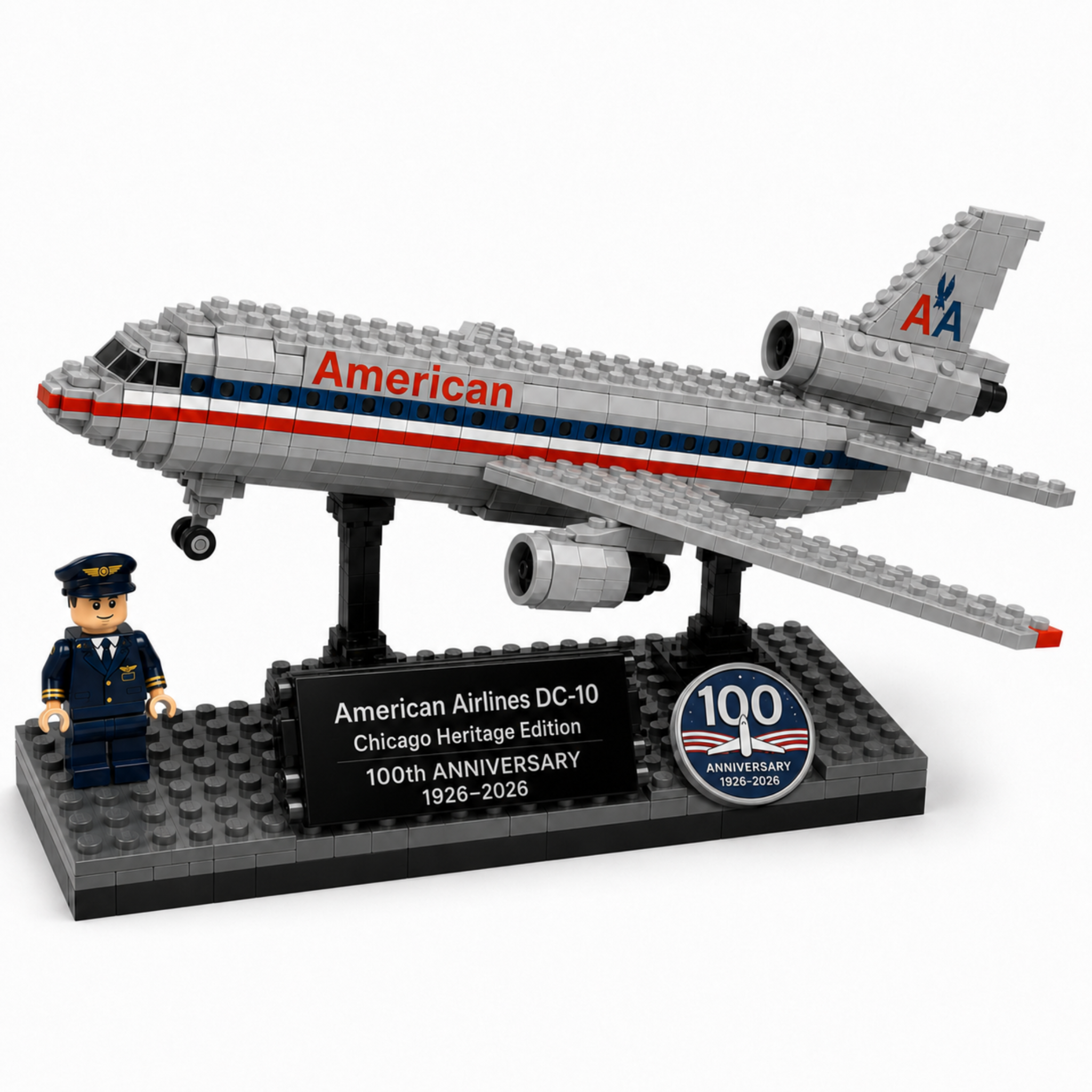 100th Anniversary A Century in the Skies — DC-10 Chicago Heritage Edition Building Set