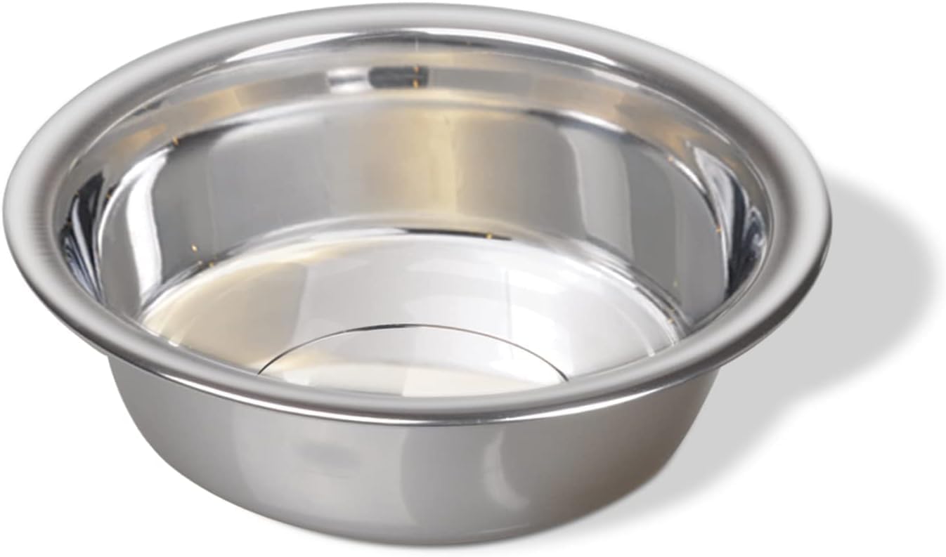 Pets Medium Lightweight Stainless Steel Dog Bowl, 32 OZ Food And Water Dish, Natural