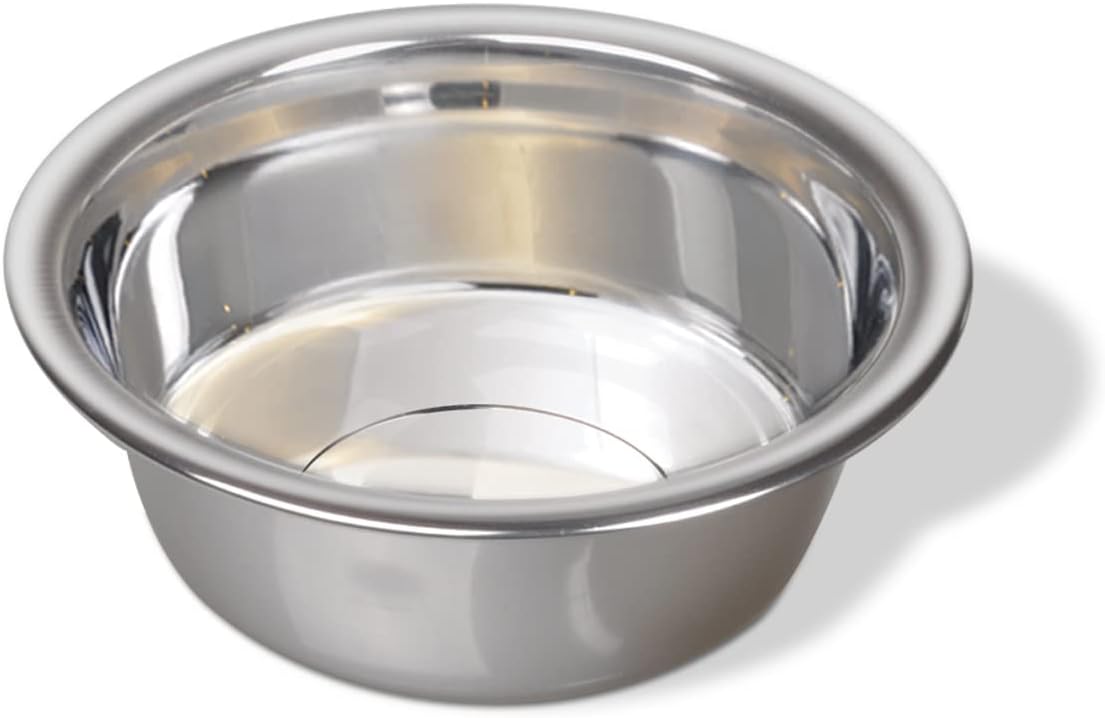 Pets Medium Lightweight Stainless Steel Dog Bowl, 32 OZ Food And Water Dish, Natural