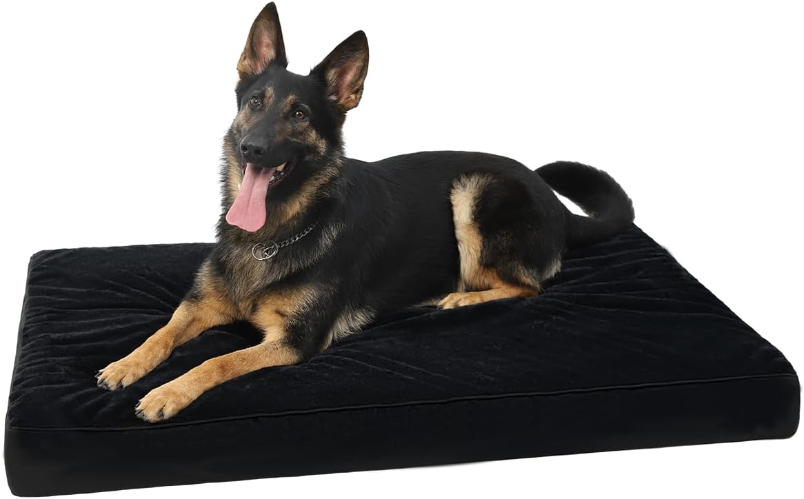 Orthopedic Dog Bed Dog Crate Bed Waterproof for Large Dogs Deluxe Plush Washable Pet Mat with Egg Crate Foam & Removable Cover, 35 x 22 Inch, Gray