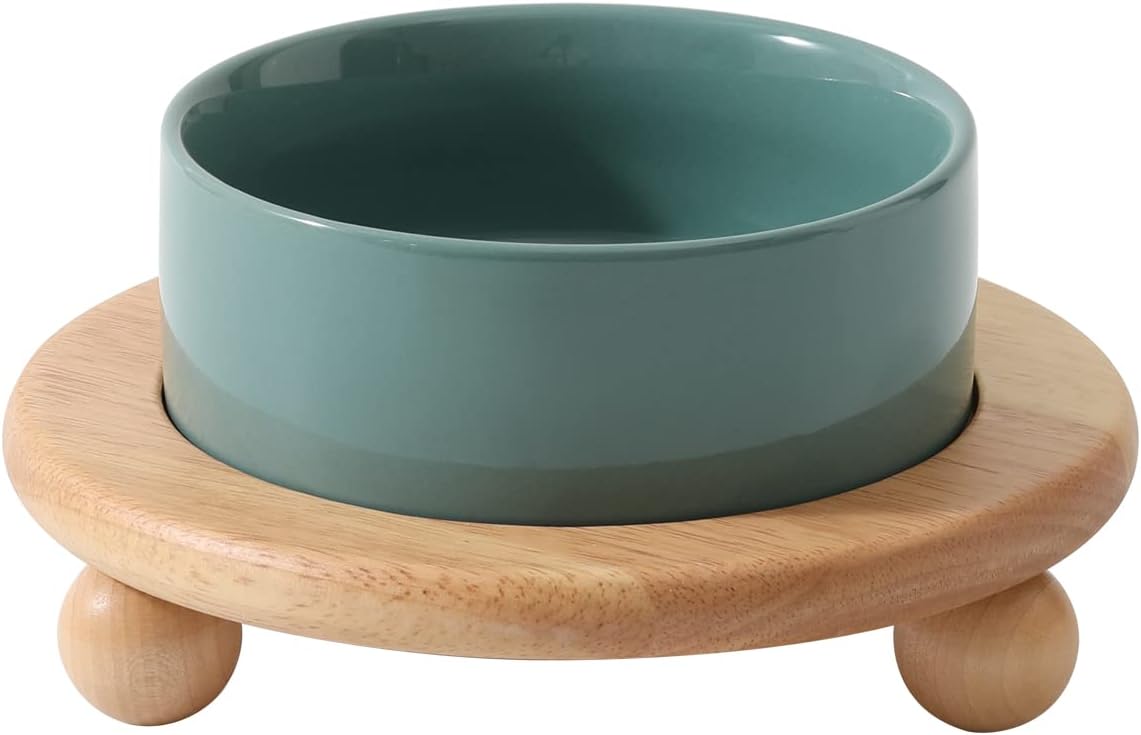 Cat Bowls Water Bowl Set of Two, 5.1” Ceramic Cat Food and Water Bowl Whisker Friendly Pet Food Bowls for Indoor Cats, Wide Cat Water Dish Prevent Whisker Fatigue Non Slip Cat Feeder