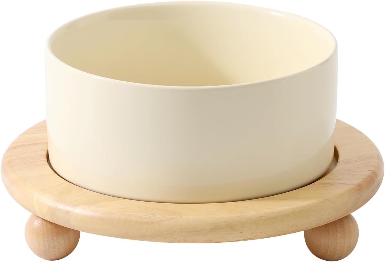 Cat Bowls Water Bowl Set of Two, 5.1” Ceramic Cat Food and Water Bowl Whisker Friendly Pet Food Bowls for Indoor Cats, Wide Cat Water Dish Prevent Whisker Fatigue Non Slip Cat Feeder