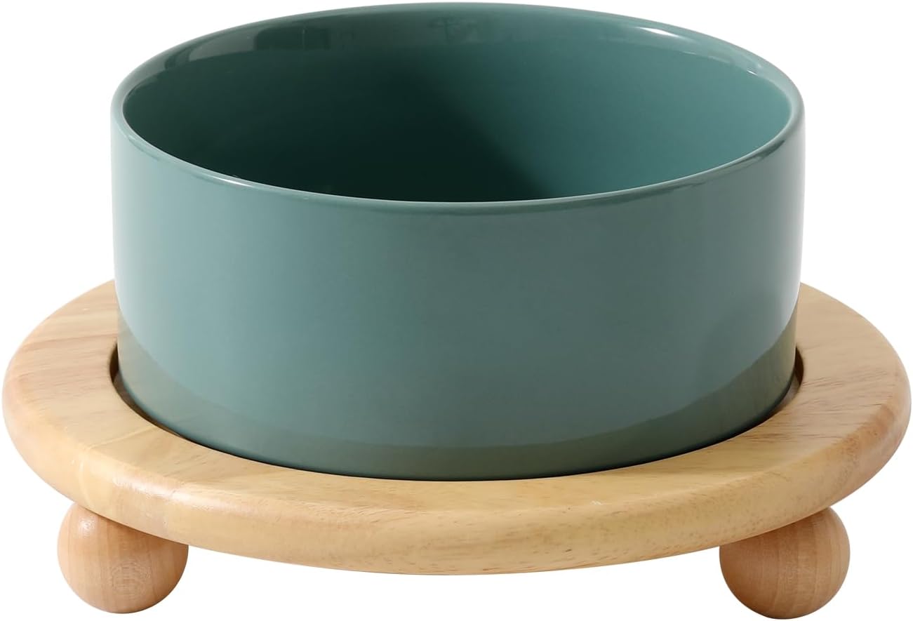 Cat Bowls Water Bowl Set of Two, 5.1” Ceramic Cat Food and Water Bowl Whisker Friendly Pet Food Bowls for Indoor Cats, Wide Cat Water Dish Prevent Whisker Fatigue Non Slip Cat Feeder