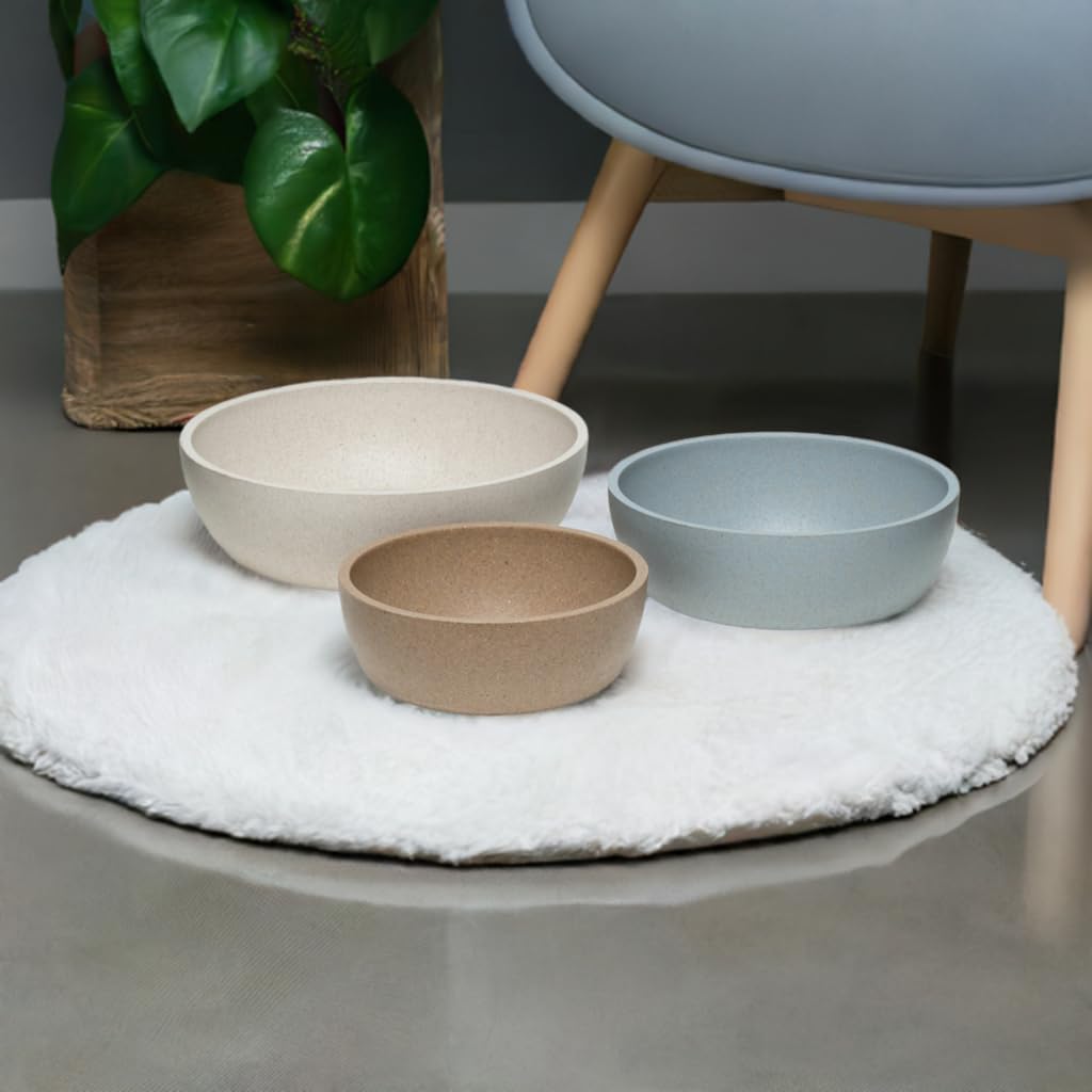 Dolce Bamboo - Eco-Friendly Pet Bowls & Dishes for Dog, Cats, Puppy Food and Water Bowl -Sustainable and Dishwasher Safe, Made with Real Bamboo (Small, Slate-Grey)