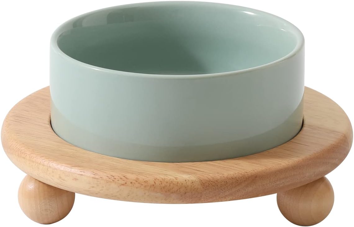 Cat Bowls Water Bowl Set of Two, 5.1” Ceramic Cat Food and Water Bowl Whisker Friendly Pet Food Bowls for Indoor Cats, Wide Cat Water Dish Prevent Whisker Fatigue Non Slip Cat Feeder