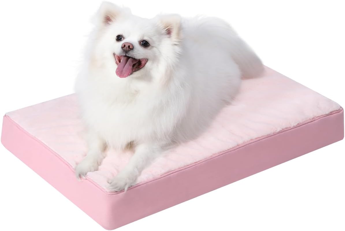 Orthopedic Dog Bed Dog Crate Bed Waterproof for Large Dogs Deluxe Plush Washable Pet Mat with Egg Crate Foam & Removable Cover, 35 x 22 Inch, Gray