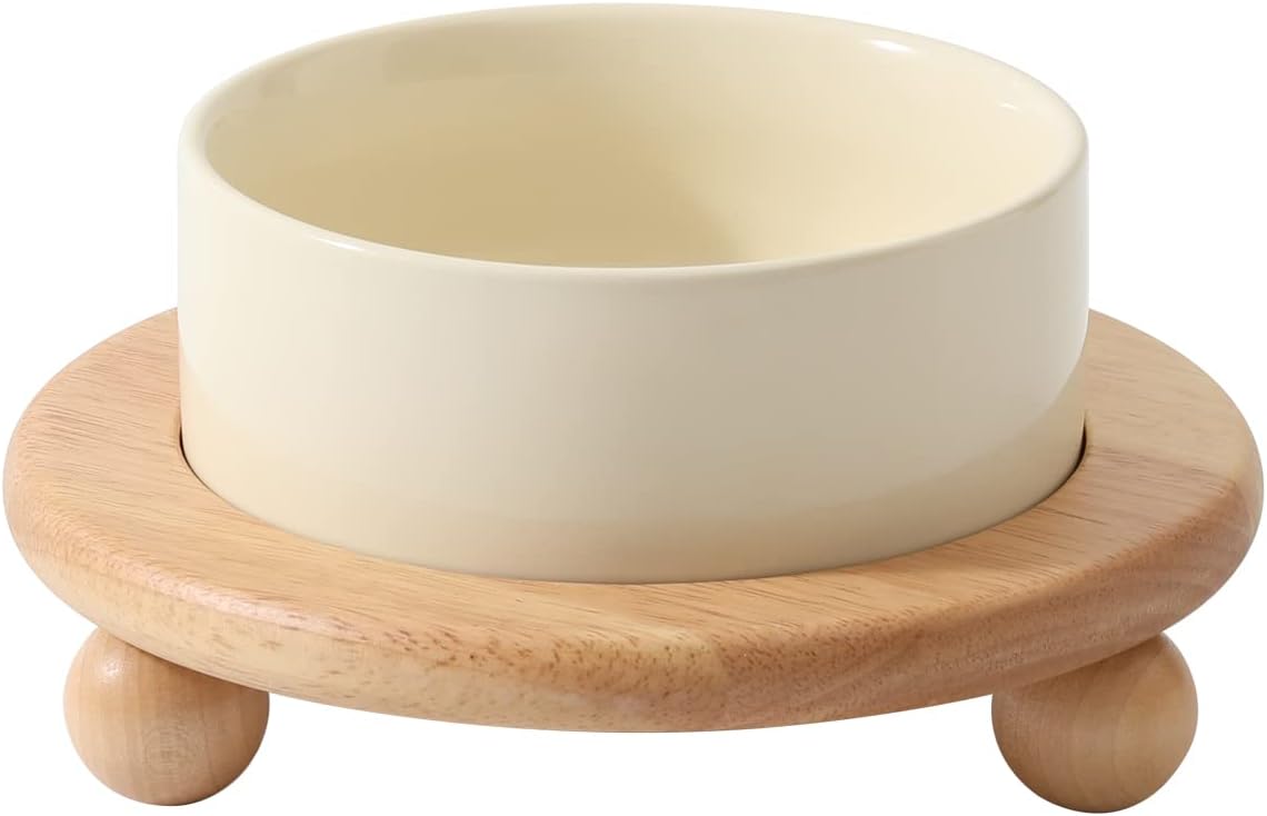 Cat Bowls Water Bowl Set of Two, 5.1” Ceramic Cat Food and Water Bowl Whisker Friendly Pet Food Bowls for Indoor Cats, Wide Cat Water Dish Prevent Whisker Fatigue Non Slip Cat Feeder