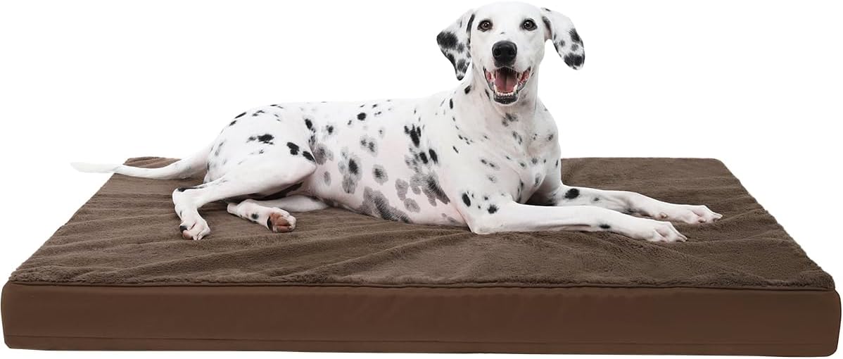 Orthopedic Dog Bed Dog Crate Bed Waterproof for Large Dogs Deluxe Plush Washable Pet Mat with Egg Crate Foam & Removable Cover, 35 x 22 Inch, Gray