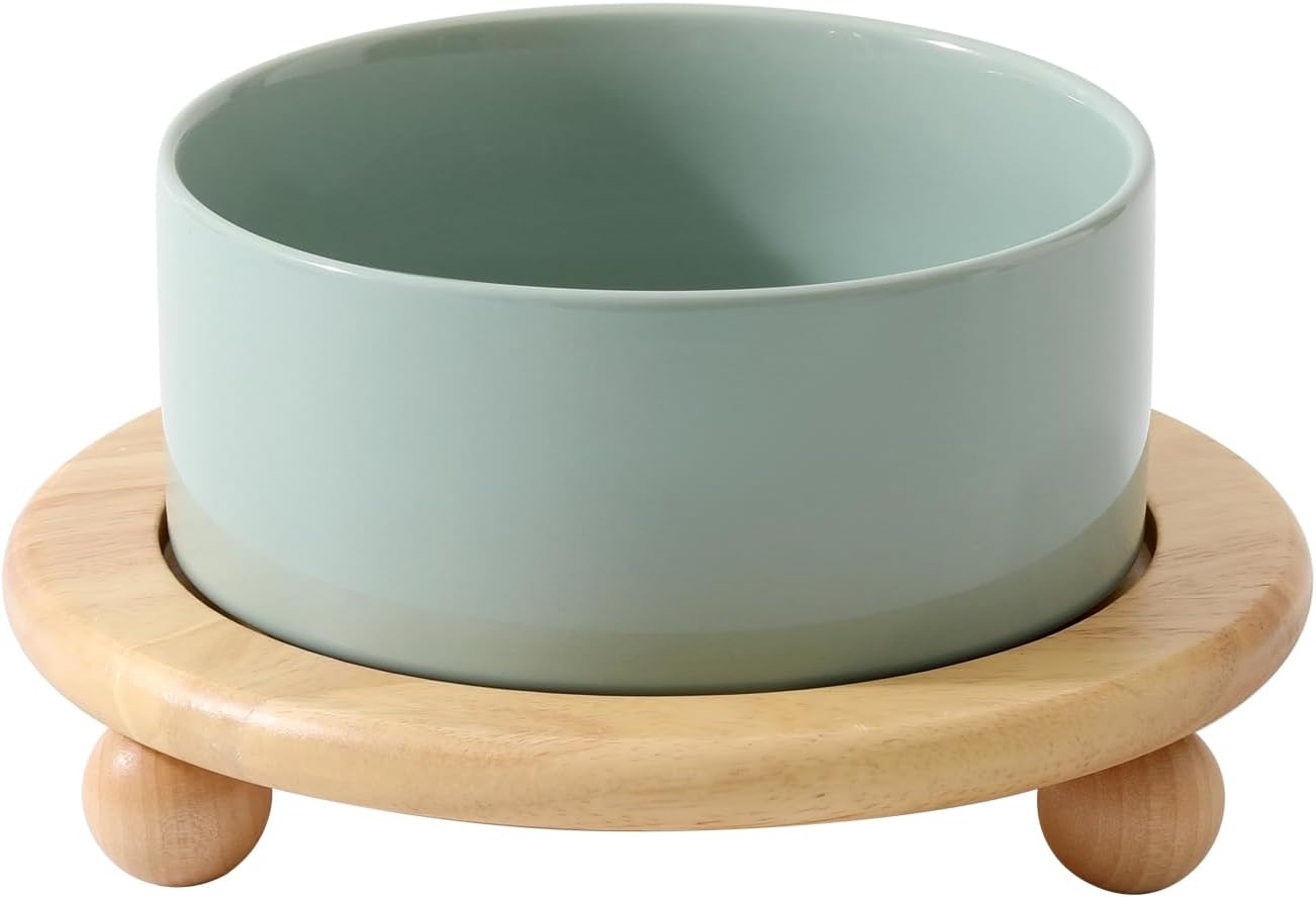 Cat Bowls Water Bowl Set of Two, 5.1” Ceramic Cat Food and Water Bowl Whisker Friendly Pet Food Bowls for Indoor Cats, Wide Cat Water Dish Prevent Whisker Fatigue Non Slip Cat Feeder