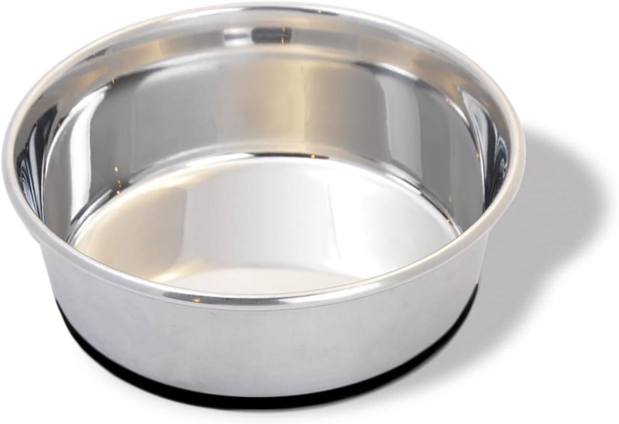 Pets Medium Lightweight Stainless Steel Dog Bowl, 32 OZ Food And Water Dish, Natural