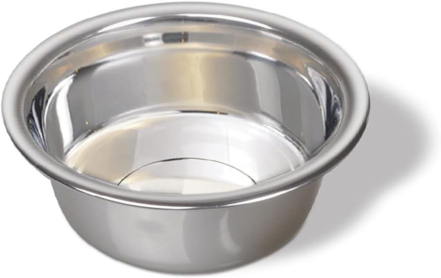 Pets Medium Lightweight Stainless Steel Dog Bowl, 32 OZ Food And Water Dish, Natural