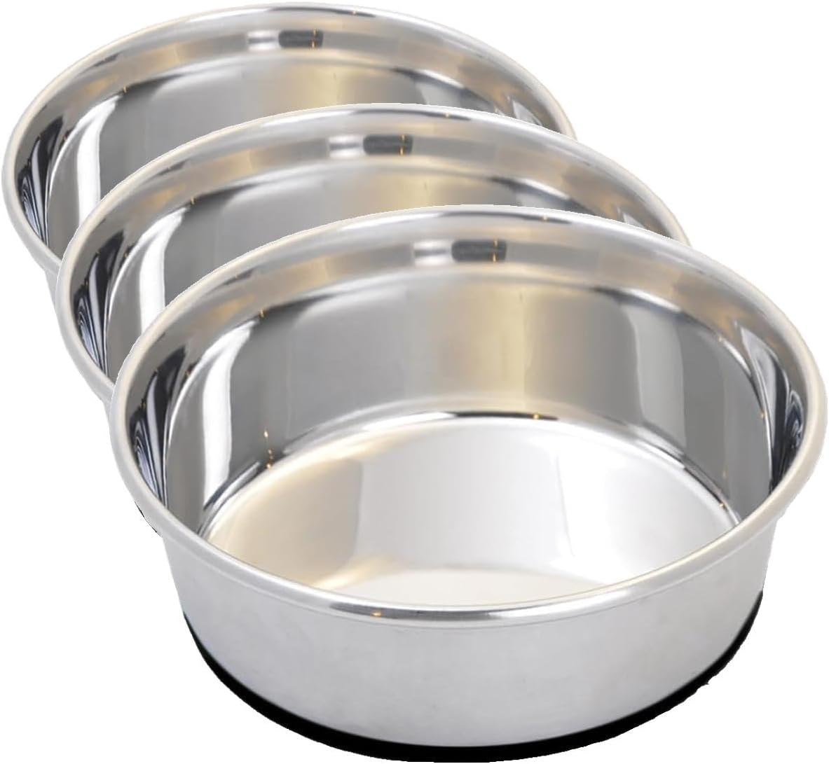 Pets Medium Lightweight Stainless Steel Dog Bowl, 32 OZ Food And Water Dish, Natural