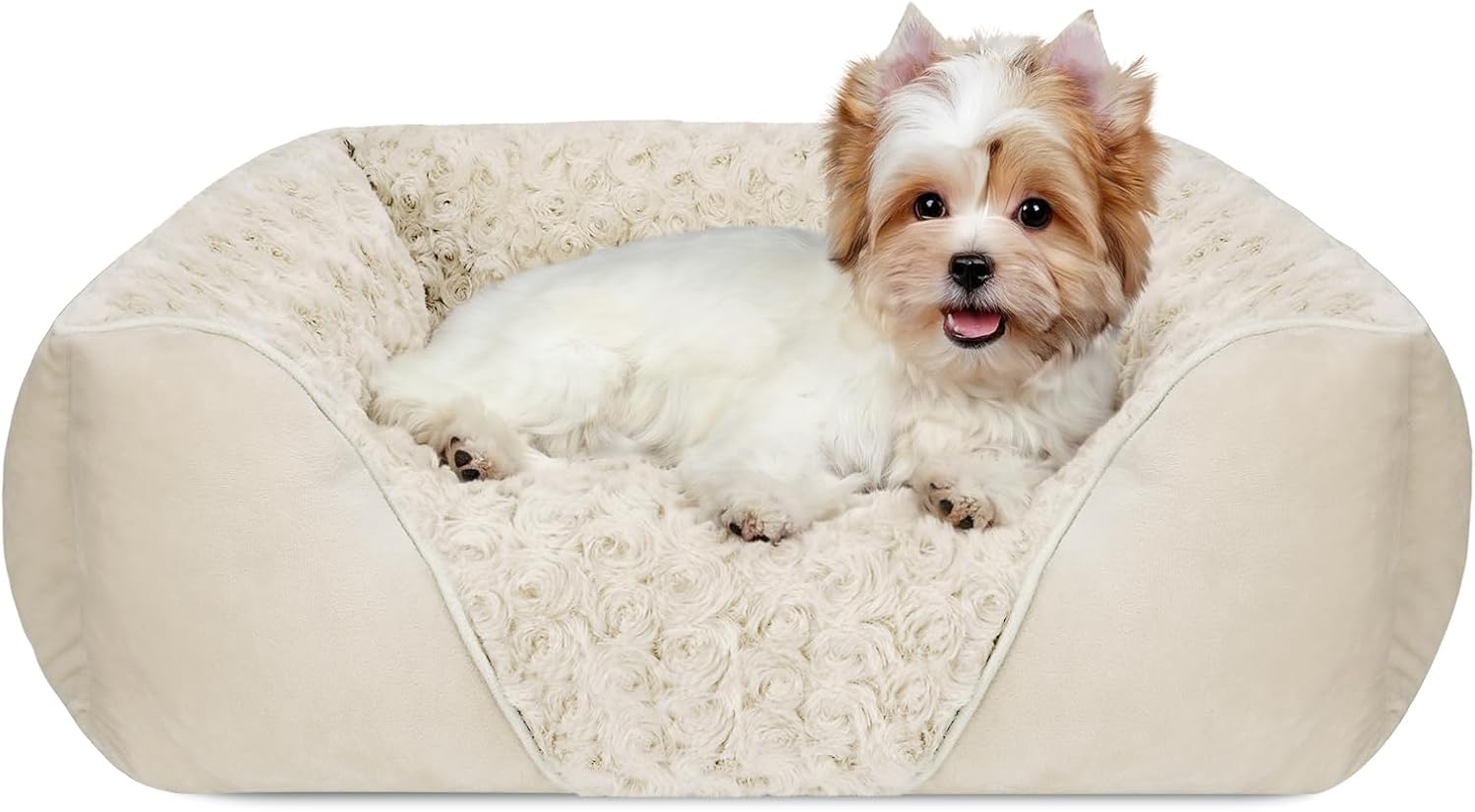Rectangle Washable Orthopedic Dog Bed for Small, Medium and Large Dogs, Soft Calming, Sleeping Puppy Bed Durable Pet Cuddler with Anti-Slip Bottom, S (20"x19"x6")
