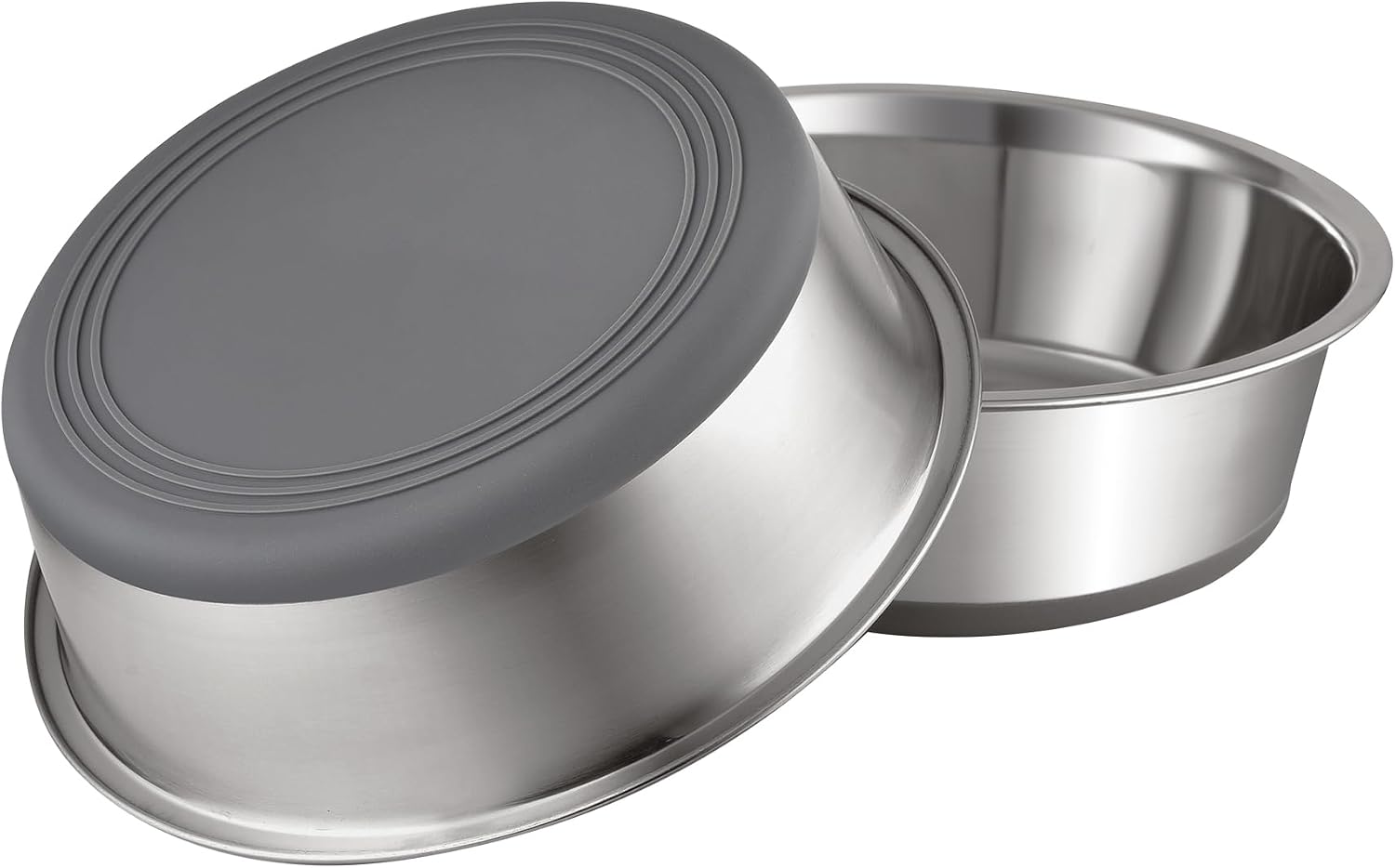 Nonslip Stainless Steel Dog Bowls, 7.6 US Cup, 2 Count | No slide silicone bottom, Dishwasher safe, Easy to clean, Stackable design