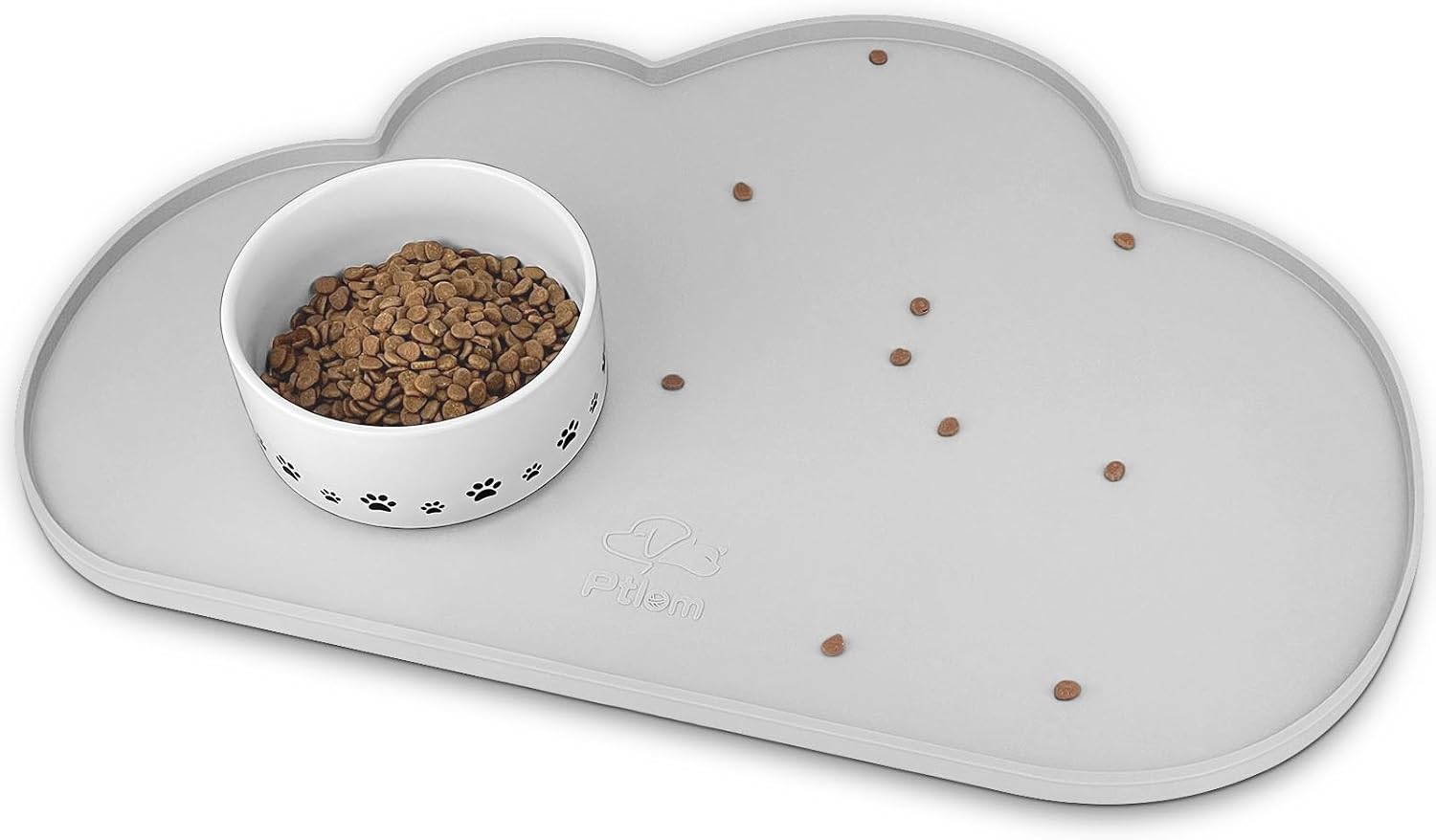 Silicone Pet Placemat for Dogs and Cats, Non-Slip Waterproof Dog Feeding Bowl Mats for Food and Water, Small Medium Large Pet Puppy Tray Mat Prevent Residues from Spilling onto The Floor, Grey