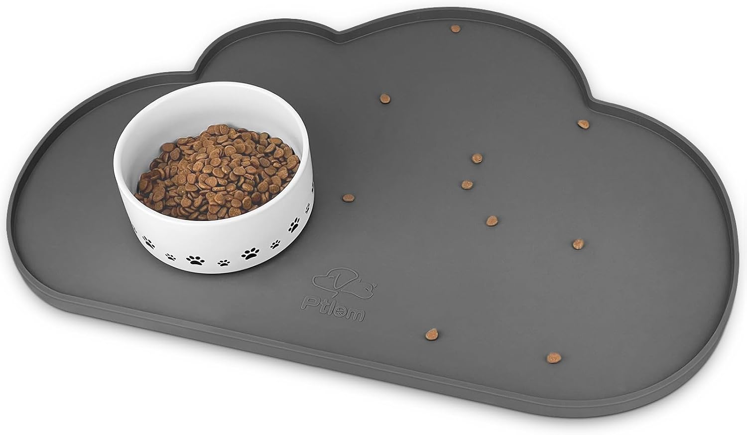 Silicone Pet Placemat for Dogs and Cats, Non-Slip Waterproof Dog Feeding Bowl Mats for Food and Water, Small Medium Large Pet Puppy Tray Mat Prevent Residues from Spilling onto The Floor, Grey