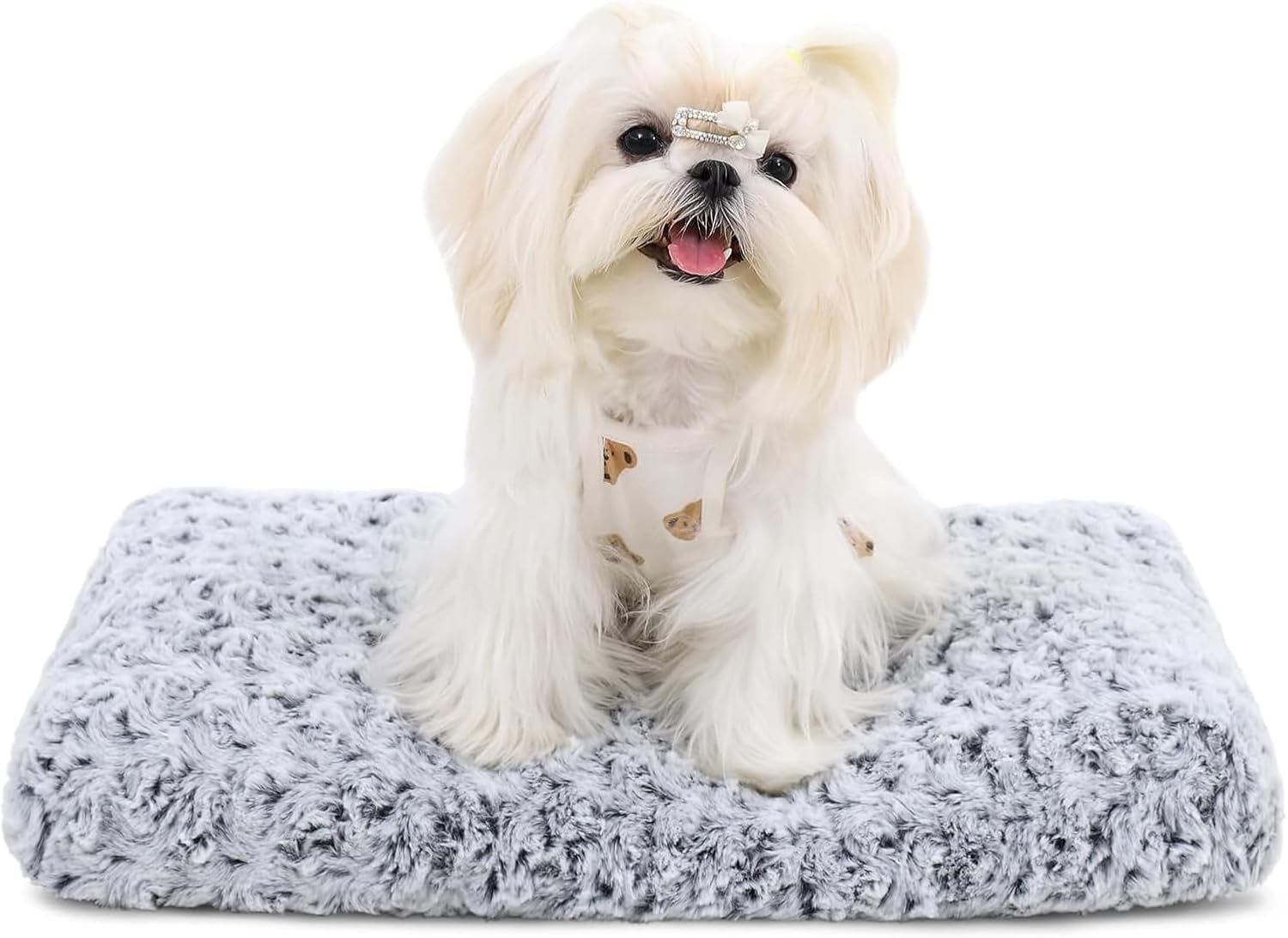 Washable Dog Bed Deluxe Plush Dog Crate Beds Comfy Kennel Pad Anti-Slip Pet Sleeping Mat for Large, Jumbo, Medium, Small Dogs Breeds, 35" x 23", Gray