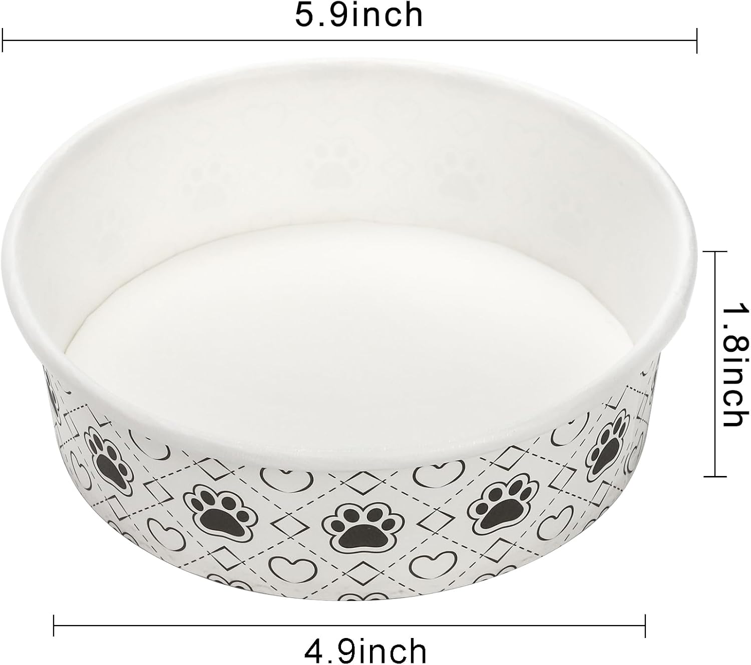 40Pcs Disposable Pets Bowls, 16 oz Paper Dog Food Bowl, Cute Foot Print Design Travel Cat Feeding Bowl for Small Dog Puppy Dry and Wet Food or Water