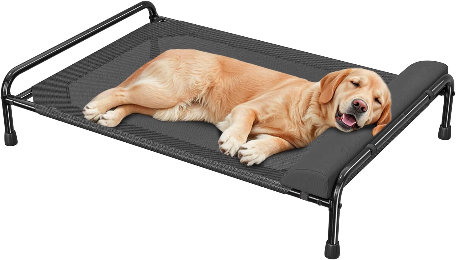 Raised Dog Bed for Large Dogs, Waterproof XL Dog Cot, Outdoor Cooling Elevated Pet Bed Load 200lb, 47.75" x 30.5", Grey