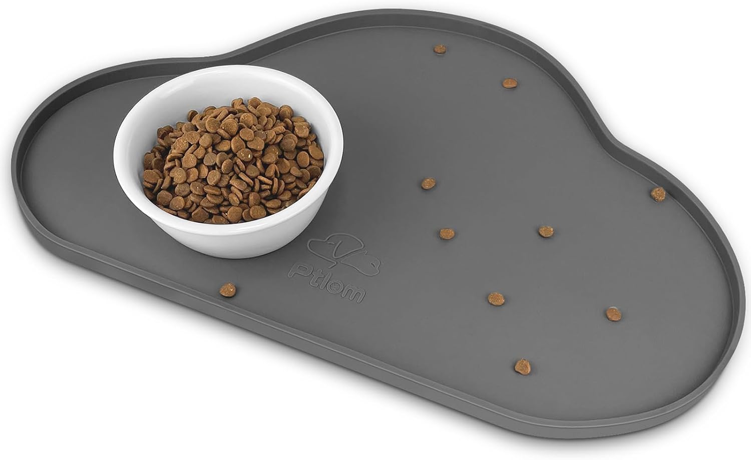 Silicone Pet Placemat for Dogs and Cats, Non-Slip Waterproof Dog Feeding Bowl Mats for Food and Water, Small Medium Large Pet Puppy Tray Mat Prevent Residues from Spilling onto The Floor, Grey