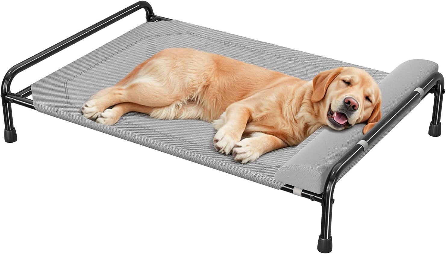 Raised Dog Bed for Large Dogs, Waterproof XL Dog Cot, Outdoor Cooling Elevated Pet Bed Load 200lb, 47.75" x 30.5", Grey