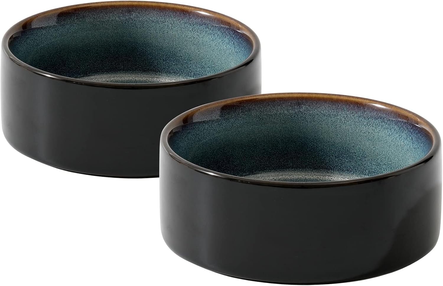 Cat Bowls Water Bowl Set of Two, 5.1” Ceramic Cat Food and Water Bowl Whisker Friendly Pet Food Bowls for Indoor Cats, Wide Cat Water Dish Prevent Whisker Fatigue Non Slip Cat Feeder