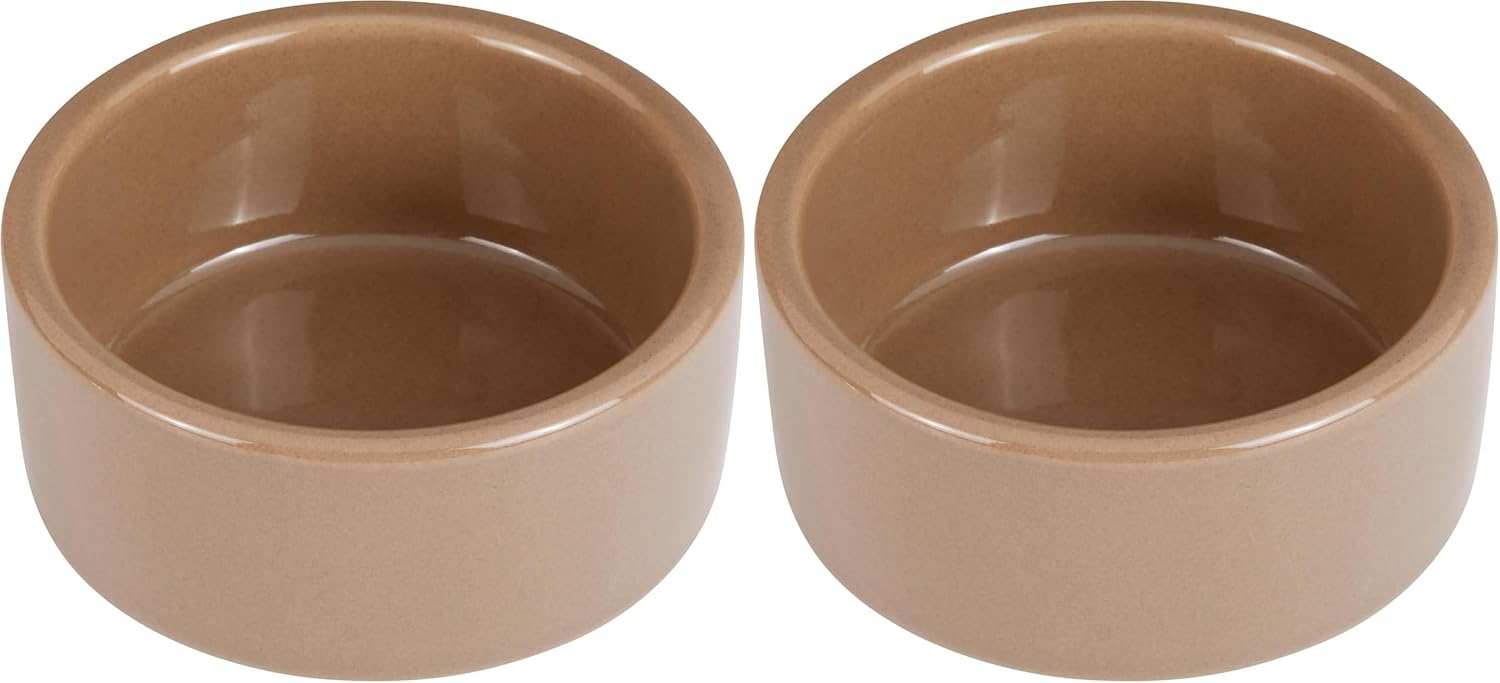 Stoneware Ceramic Pet Hamster Bowl, Brown, 3-Inch