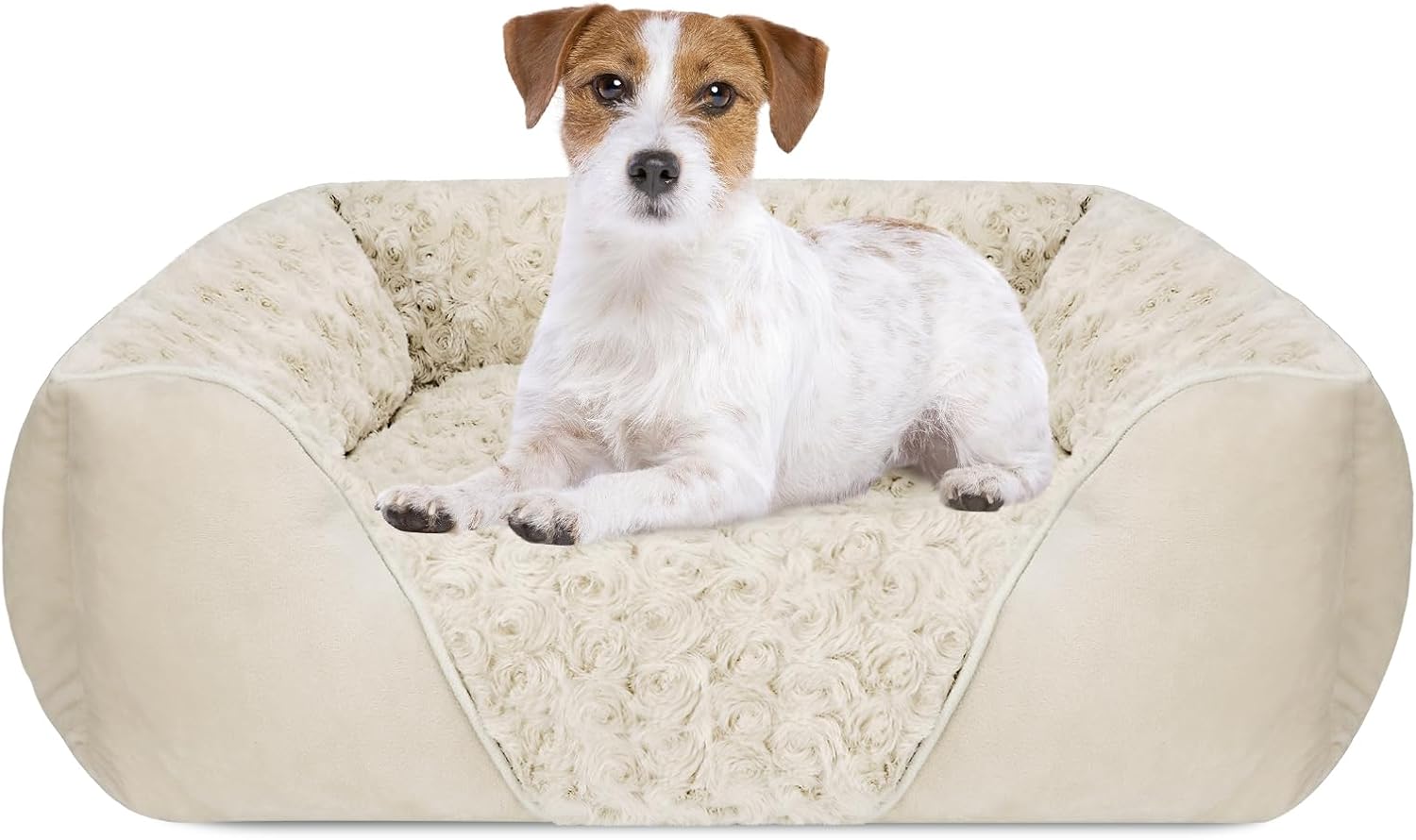 Rectangle Washable Orthopedic Dog Bed for Small, Medium and Large Dogs, Soft Calming, Sleeping Puppy Bed Durable Pet Cuddler with Anti-Slip Bottom, S (20"x19"x6")