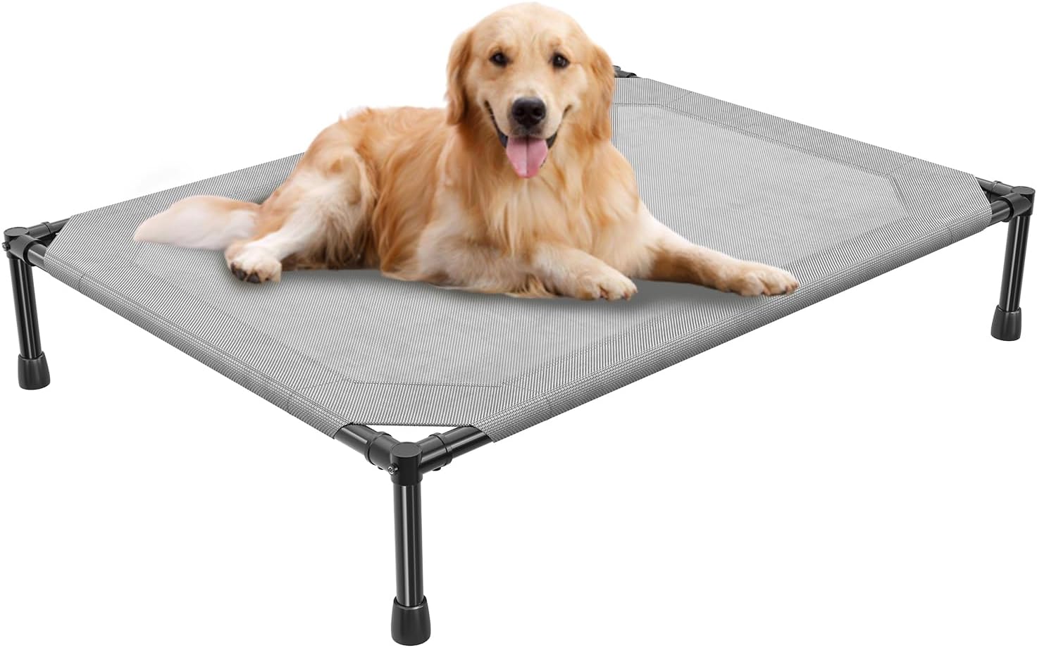 Raised Dog Bed for Large Dogs, Waterproof XL Dog Cot, Outdoor Cooling Elevated Pet Bed Load 200lb, 47.75" x 30.5", Grey