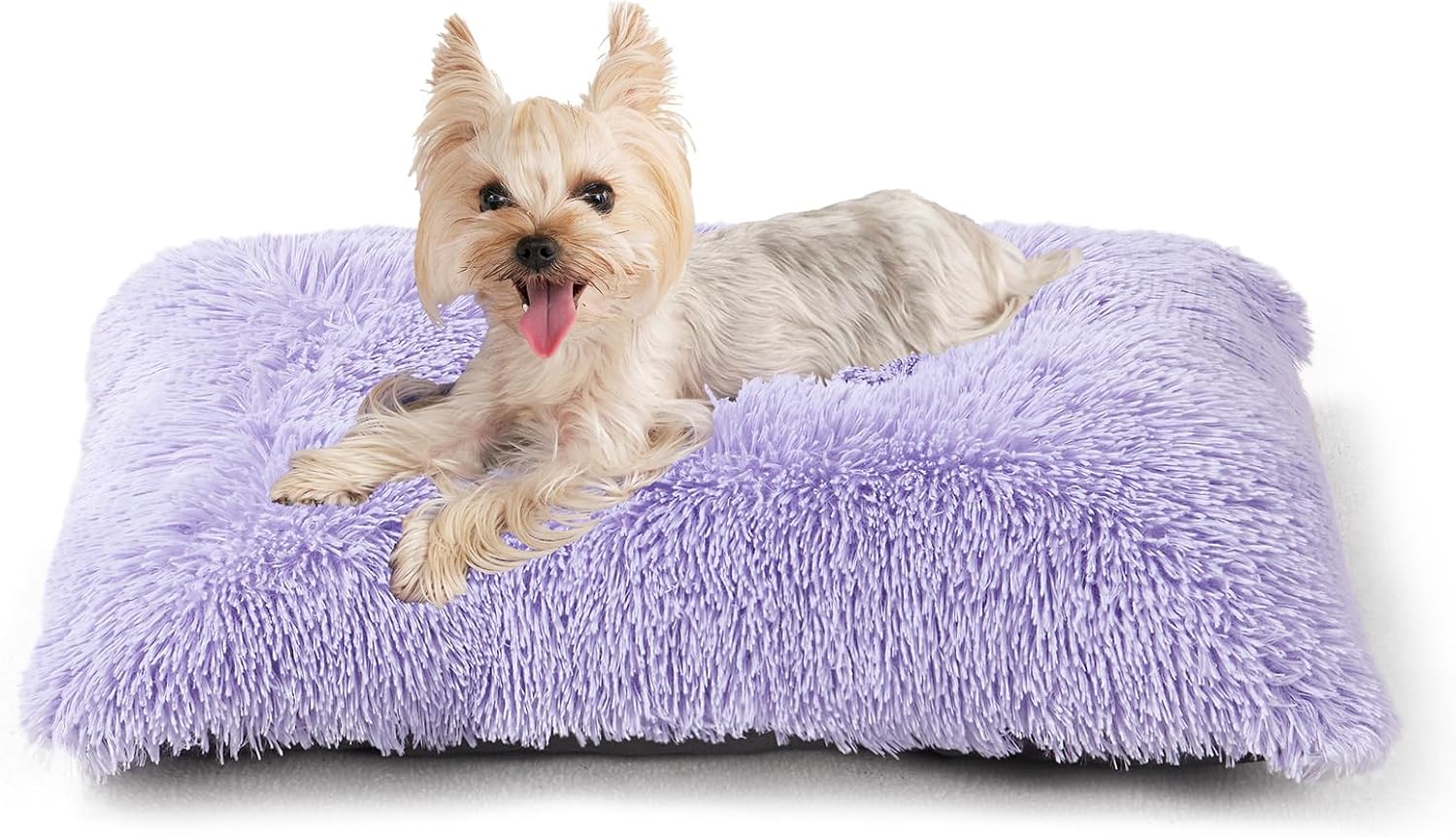 Fluffy Dog Crate Bed for Extra Large Dogs, Plush Faux Fur Pad, Calming Anti Anxiety XL Bed for Crate, Washable Soft Warm Dog Mat with Non-Slip Bottom, Grey