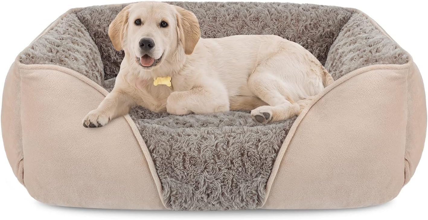 Rectangle Washable Orthopedic Dog Bed for Small, Medium and Large Dogs, Soft Calming, Sleeping Puppy Bed Durable Pet Cuddler with Anti-Slip Bottom, S (20"x19"x6")