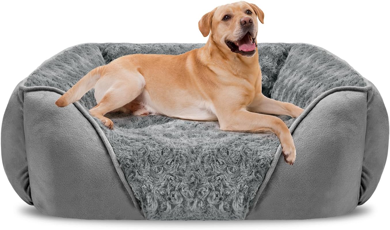 Rectangle Washable Orthopedic Dog Bed for Small, Medium and Large Dogs, Soft Calming, Sleeping Puppy Bed Durable Pet Cuddler with Anti-Slip Bottom, S (20"x19"x6")