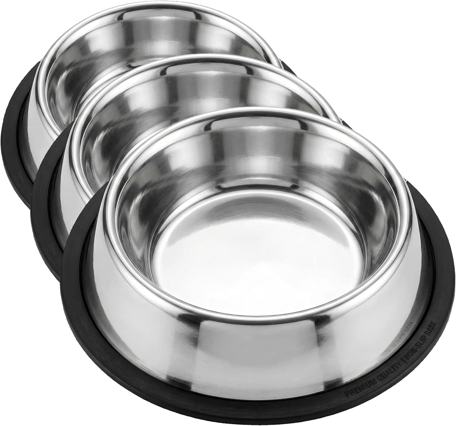 Stainless Steel Non-Tip Dog Bowl – Heavy Duty No Spill Dog Bowl with Removable Rubber Base – Durable, Non-Skid Stainless Steel Dog Food Bowl & Dog Water