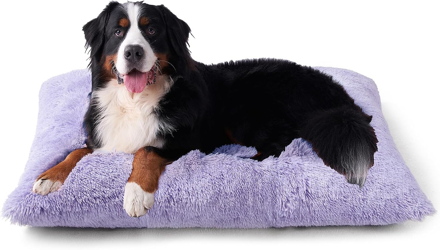 Fluffy Dog Crate Bed for Extra Large Dogs, Plush Faux Fur Pad, Calming Anti Anxiety XL Bed for Crate, Washable Soft Warm Dog Mat with Non-Slip Bottom, Grey