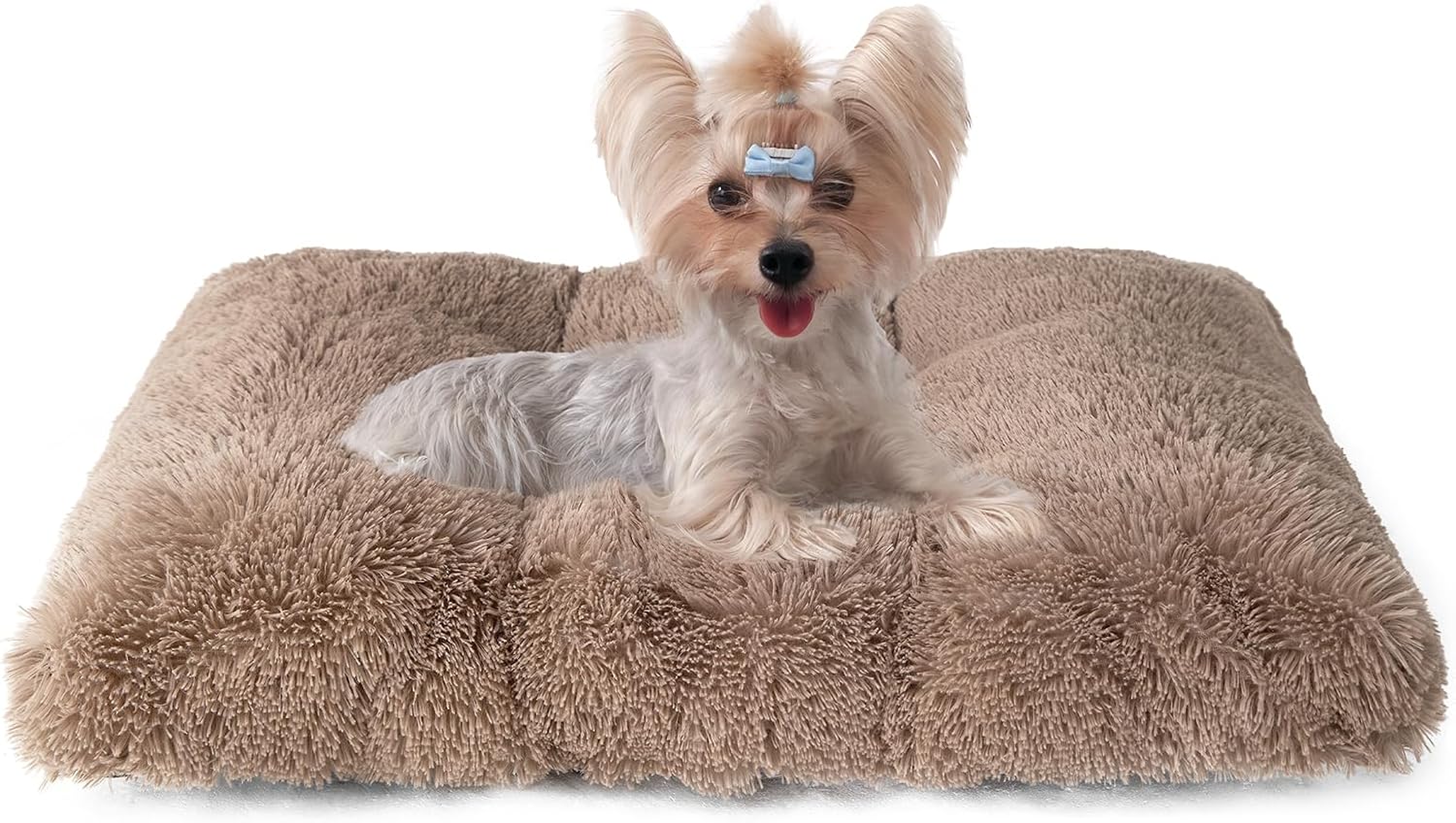 Fluffy Dog Crate Bed for Extra Large Dogs, Plush Faux Fur Pad, Calming Anti Anxiety XL Bed for Crate, Washable Soft Warm Dog Mat with Non-Slip Bottom, Grey