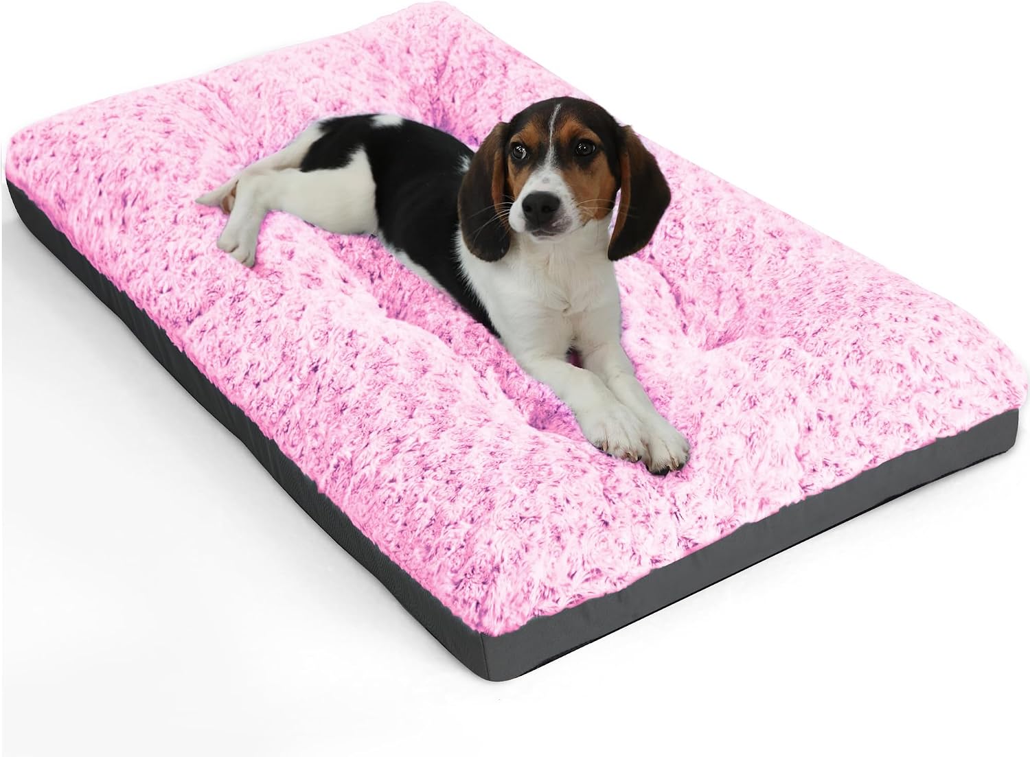 Deluxe Washable Dog Bed for Large Dogs Dog Crate Mat 35 Inch Comfy Fluffy Kennel Pad Anti-Slip for Dogs Up to 60 lbs, 35" x 23", Grey
