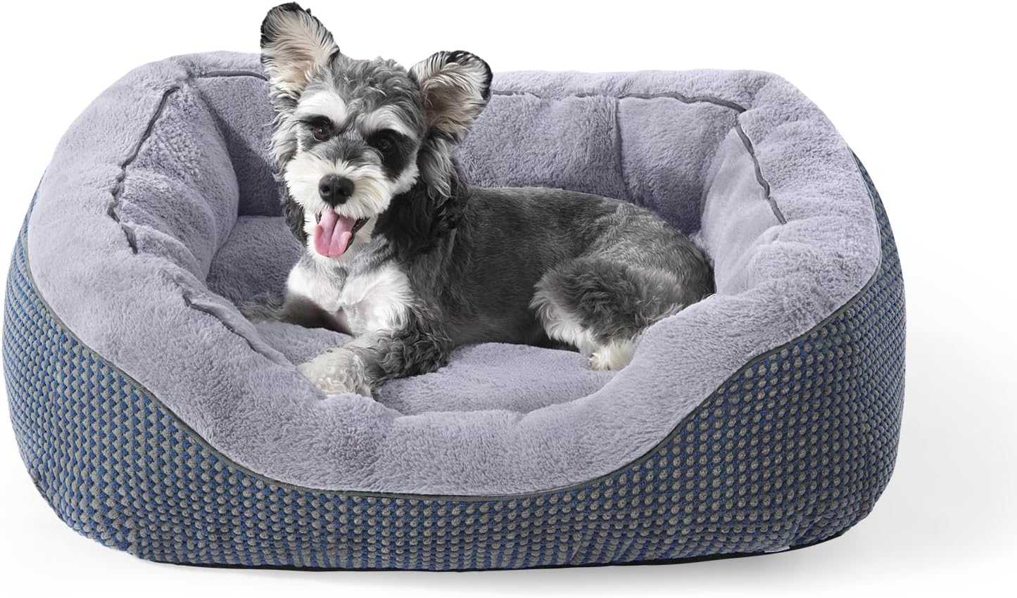 Medium Dog Beds for Medium Dogs Washable, Rectangle Dog Bed Medium Size Dog, Orthopedic Dog Bed, Warming Soft Calming Sleeping Puppy Bed Durable Pet Bed with Anti-Slip Bottom M(30"x24"x9")